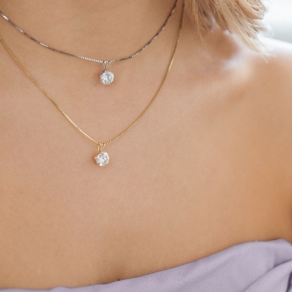 1ct Lab Grown Diamond Solitaire Pendant Necklace 14K Gold Filled Yellow Or White - Picture 8 of 8